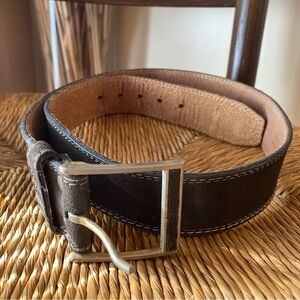 SHELDON BOWMAN 💯 dark brown cowhide belt silver buckle size 38 made in Canada